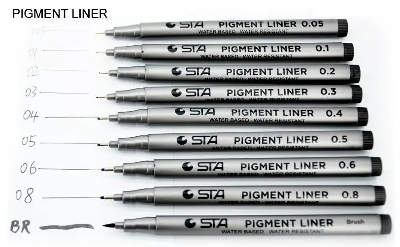 STA 1 шт. черная тонкая маркерная ручка для набросков пигментный лайнер Pigma Micron