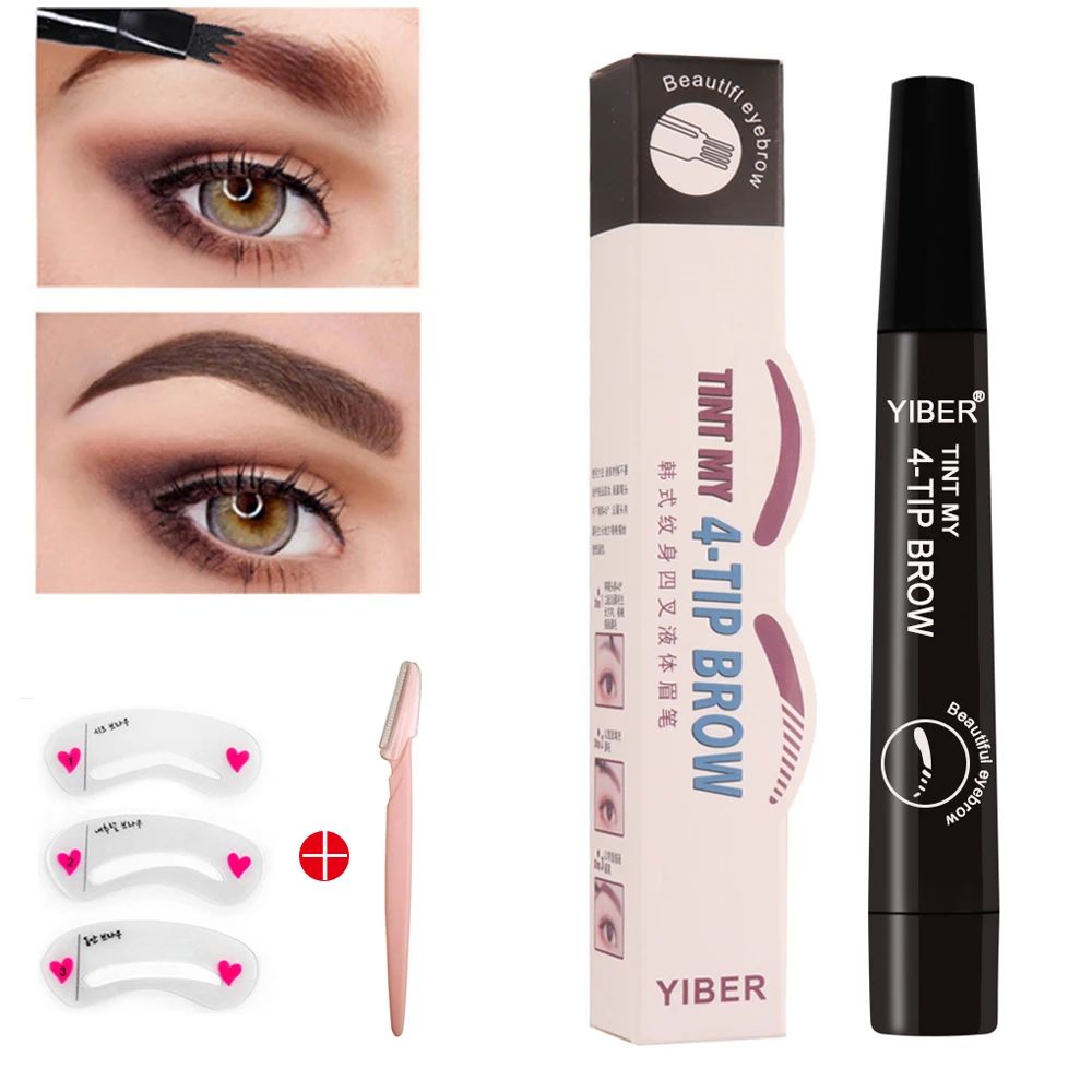 Водостойкий карандаш для бровей микроблейдинг Тушь 4 кончика жидкий Набор