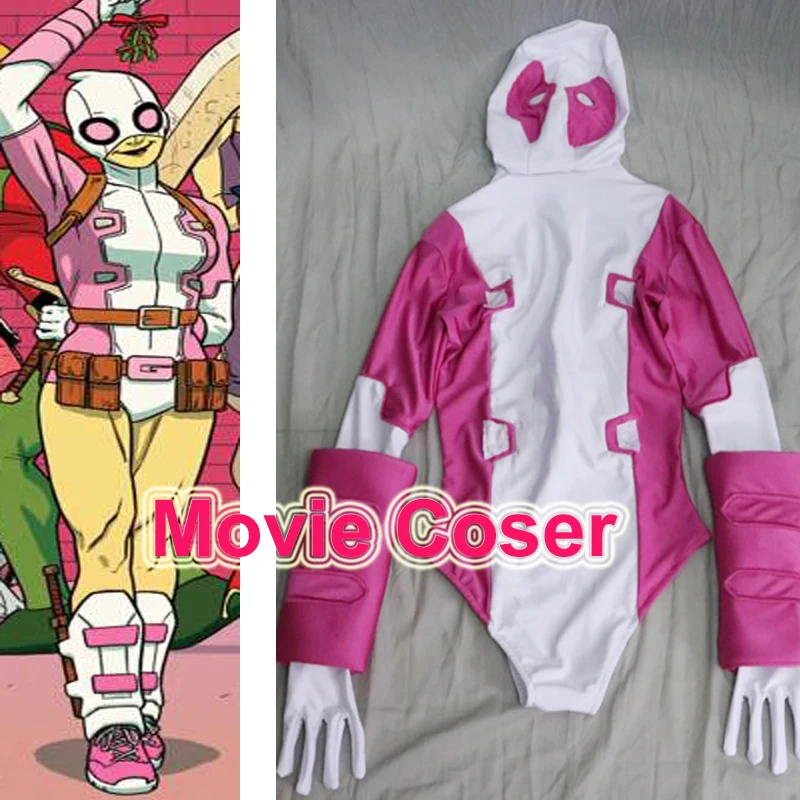 

MovieCoser Custom Made GwenPool Costume Comic Lady Deadpool Suit Pink Deadpool Spandex Suit Cosplay Gwen pool Costume