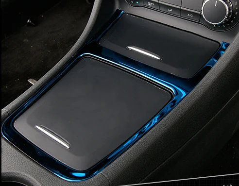 Blue Автомобильный Стайлинг нержавеющая стальные наклейки покрытие автомобиля центральной консоли сбоку Планки Рамка для Mercedes Benz CLA GLA класса W117 C117 X156 - Название цвета: Blue