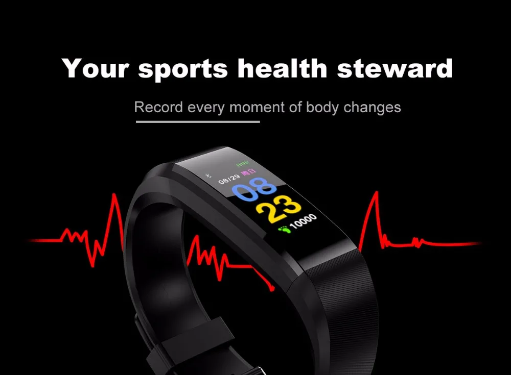 Smartband с измерением артериального давления для мужчин t фитнес-трекер Браслет монитор сердечного ритма 115 плюс Смарт-часы мужские наручные часы