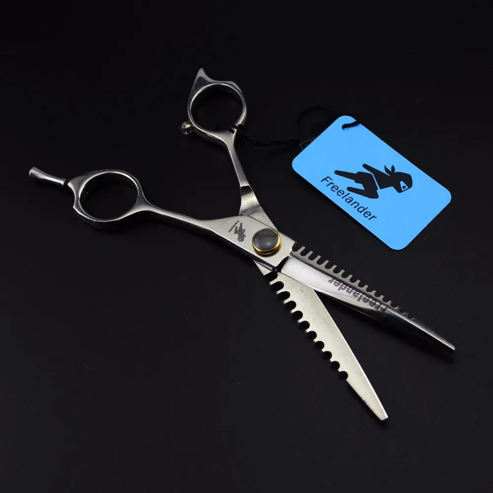 

Freelander 6.0'' professional Japan 440c silver Knife with toothed personality single tail hairdressing scissors