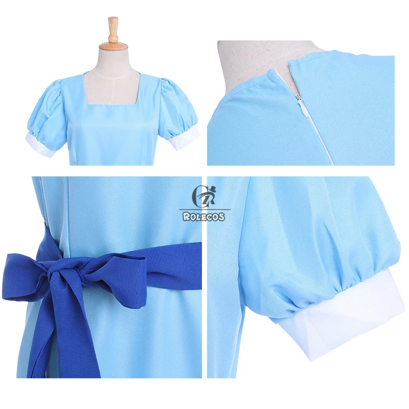 ROLECOS Питера Пэна Венди синий длинный косплей костюм красота леди платье Половина