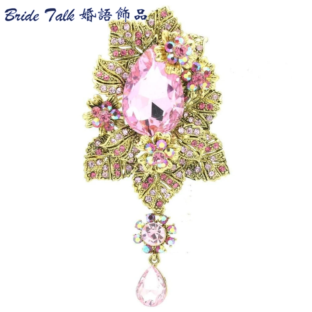 Женская Брошь в виде цветка с розовыми кристаллами|crystal rhinestone brooch|brooches for womenrhinestone