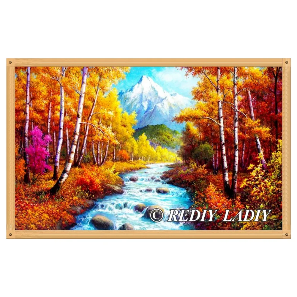 Алмазная 5D Вышивка сделай сам картина из страз березовый лес Круглая Мозаика