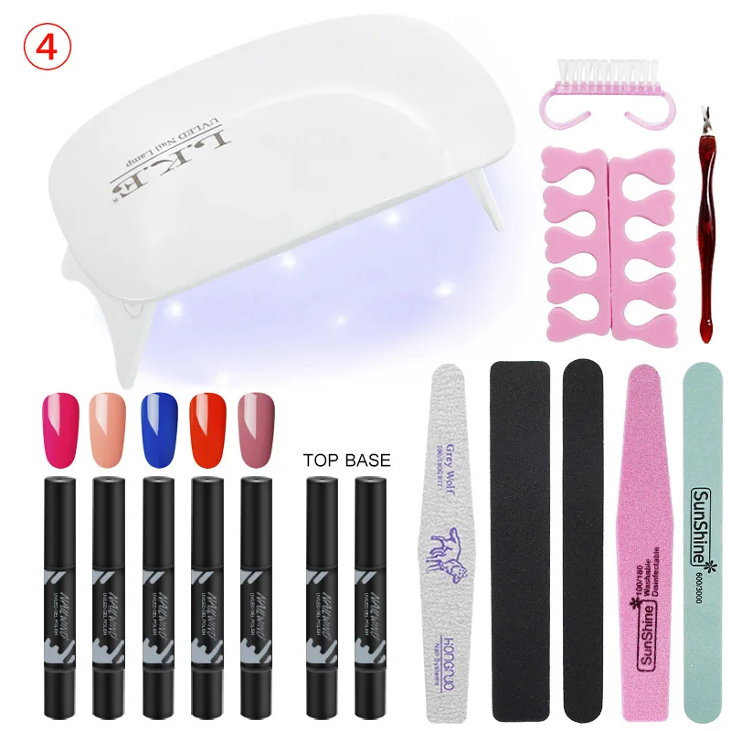 SET 4 LKE УФ гель для ногтей наборы светодиодный Сушилка для ногтей маникюрный набор УФ Гель-лак набор ручек для наращивания ногтей лак маникюрный лак набор инструментов - Цвет: SET 4