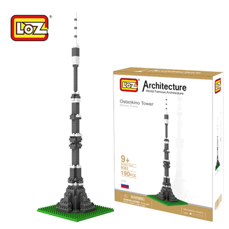 LOZ Diamant блоков Останкинская Tour Jouets Архитектура Modele d'assemblage де строительства Ville