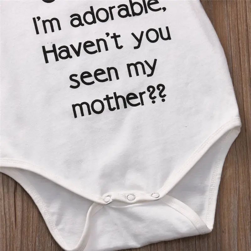 Детский хлопковый комбинезон с коротким рукавом буквенным принтом | Детская