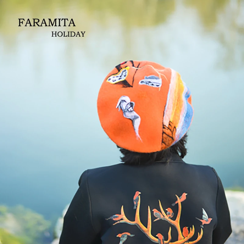 Праздничный берет Faramita с изображением запоминающей способности оранжевый