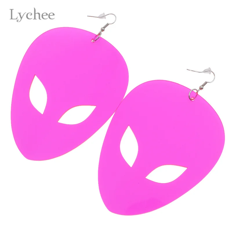 Lychee, 1 пара, акриловые большие серьги с пришельцами, висячие серьги, Преувеличенные, Инопланетные висячие серьги, массивные ювелирные изделия для женщин