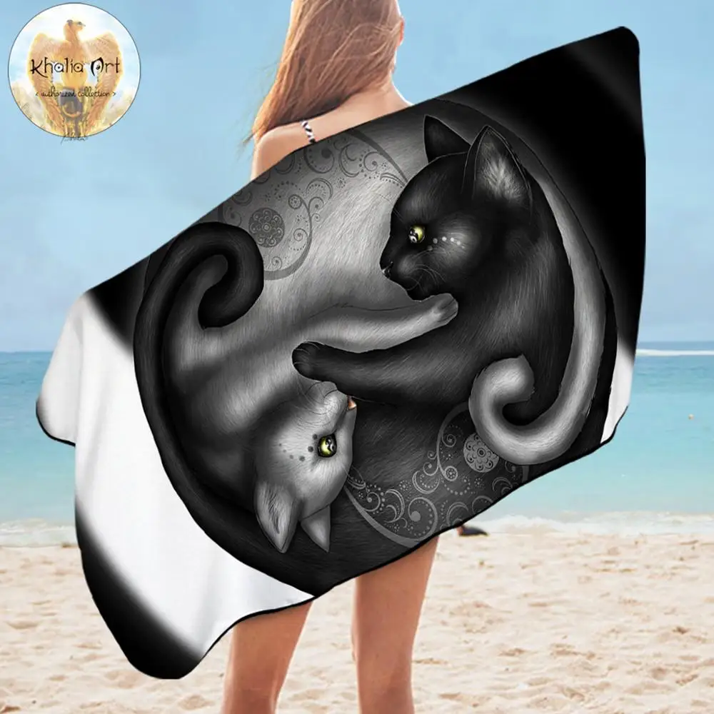 Yinyang Cat Morning by Khalia художественное банное полотенце с принтом пейсли одеяло для