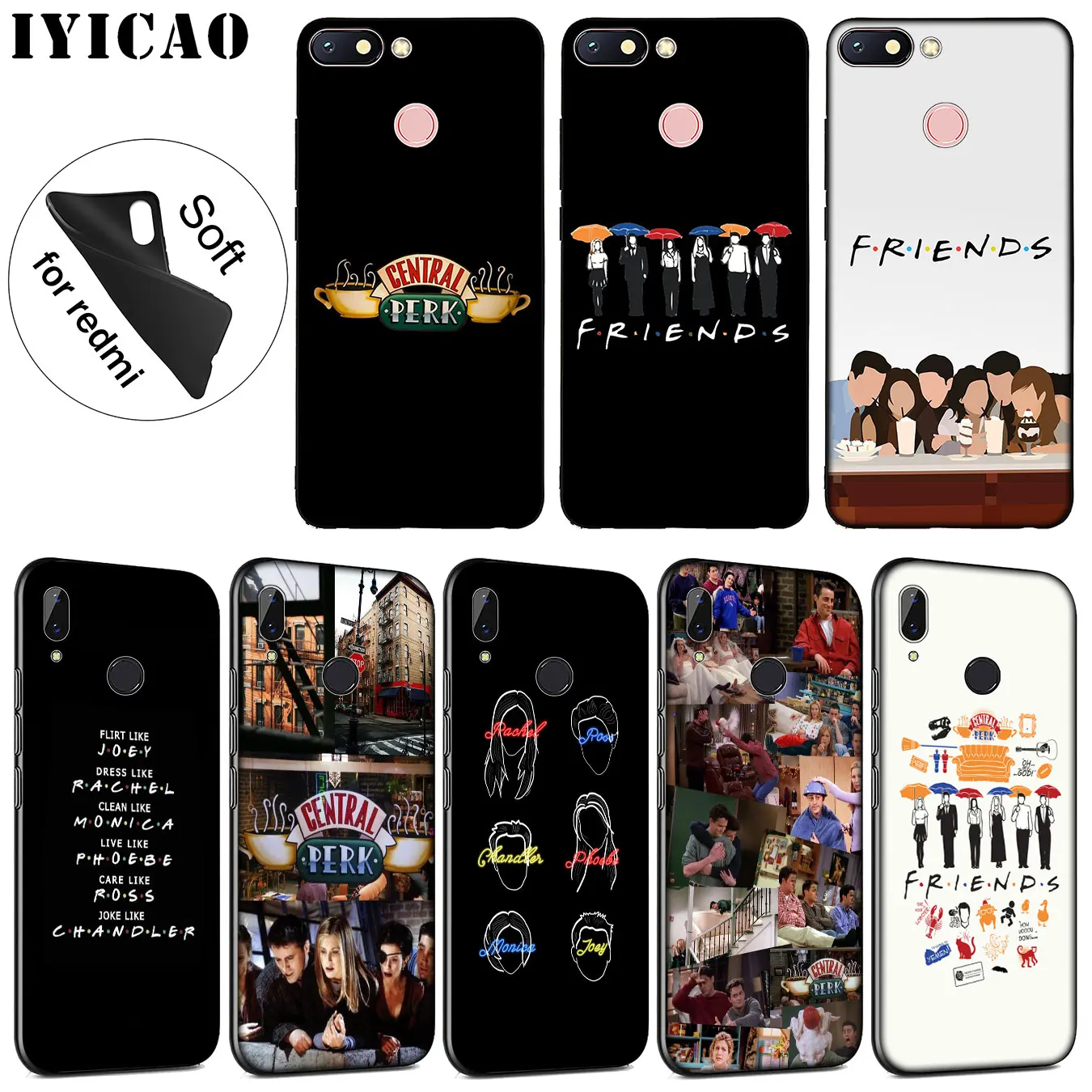 Мягкий силиконовый чехол для телефона IYICAO Friends TV Xiaomi Redmi K20 8A 7A 6A 5A S2 4X 4A GO Note 8 7 5 Plus 6