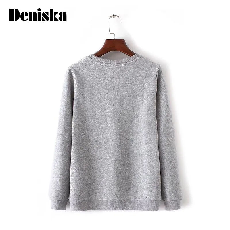 Красочные Вышивка Для женщин толстовка осень Толстовки повседневные с круглым