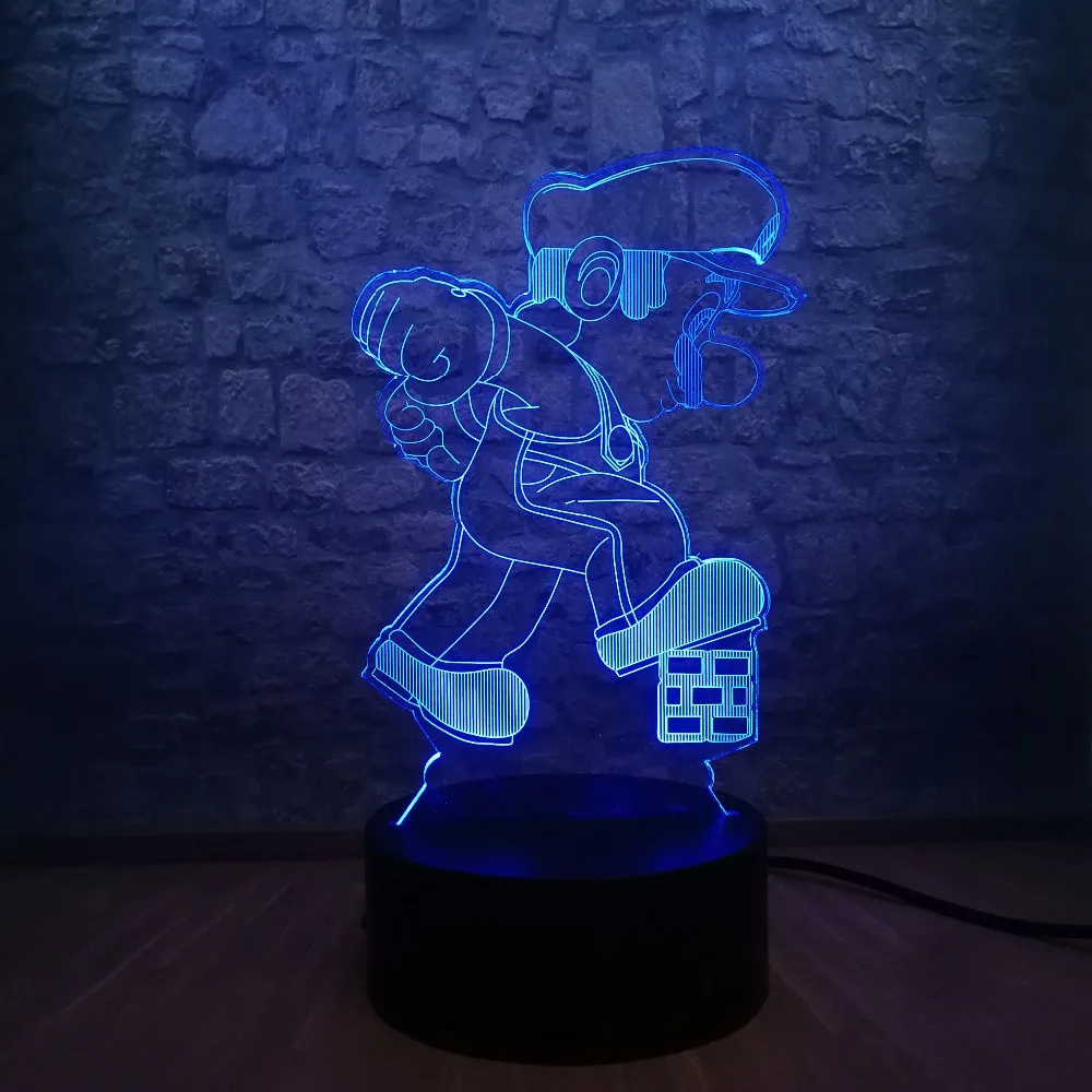 Мультфильм Супер Марио действие 3D светодиодный сенсорный выключатель Ночник