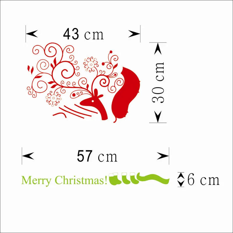 Merry Christmas Quotes Cartoon Reindeer Vinyl Wall Stickers Festival Decoration Home Decals Animals Mural Art Diy Xmas Posters | Дом и сад