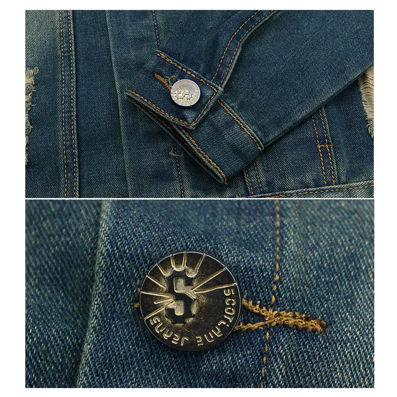 

Fashion Men Hip Hop Streetwear Teenager Denim Motorcycle Jacket Mens Dance Slim Fit Distressed Vintage Coat Ripped Outerwear