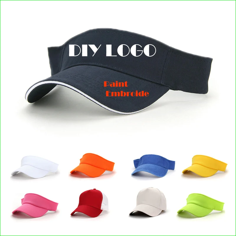 

DIY Logos & Letter Sports Visor Cap Running Tennis Golf Hiking Biking Empty Top Hat MOQ 1 Piece