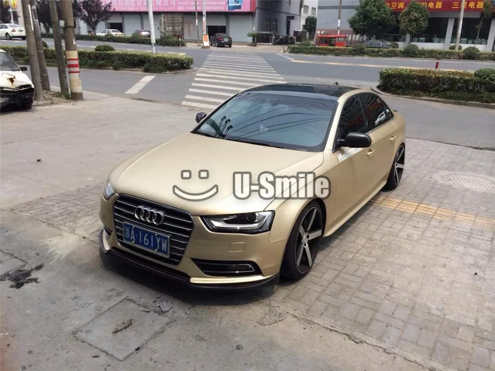 Премиум шампанское золото Сатин Матовый металлический виниловый пленка