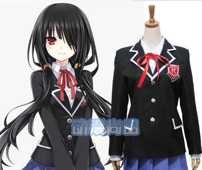 Аниме Дата живой косплей Yatogami Tohka Tokisaki Униформа Куруми набор cos Хэллоуин вечерние полный комплект 4в1(Топ юбки пальто галстук