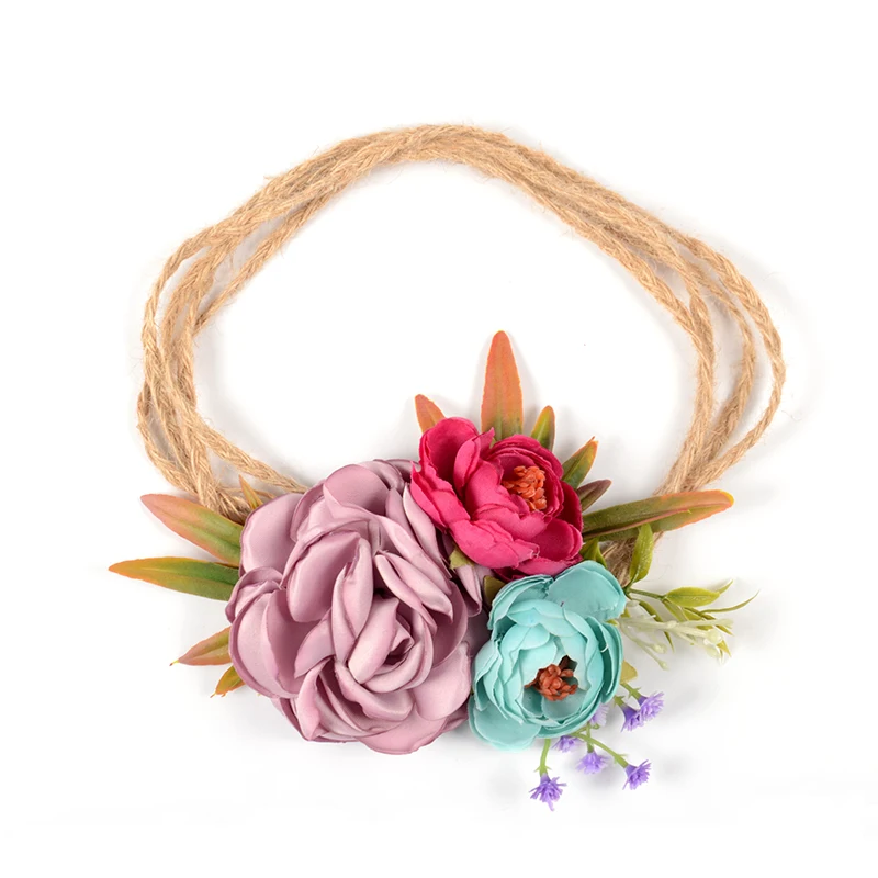

10pcs/lot Ranunculus Flower Hair Band For Cute Kids Tieback Floral Crown Headband One Size Fits More