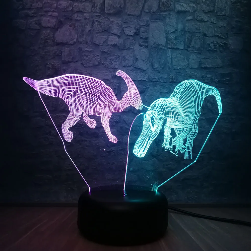 Новинка Животное Динозавр 3D лампа смешанные цвета спальный ночной Светильник