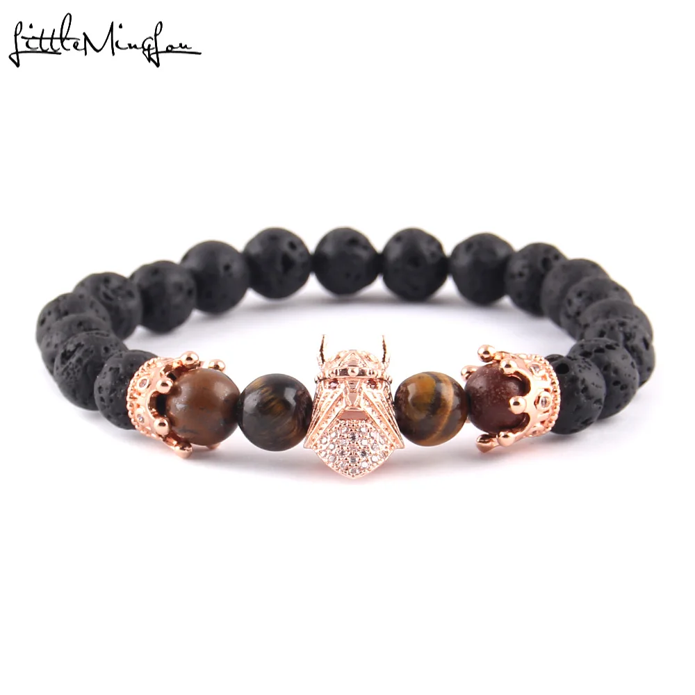 Маленький MingLou роскошный паве CZ Спартанский воин шлем и Корона браслет мужские