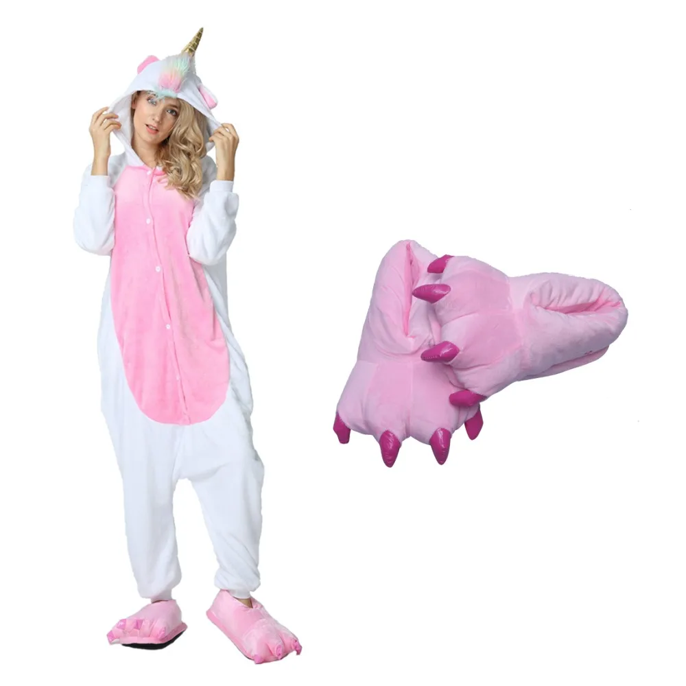 Единорог Ститч панда унисекс Onesie обувь пижамы костюм Косплей животных ползунки тапочки для женщин мужчин взрослых детей