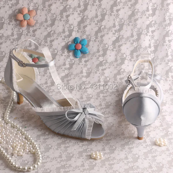 Женские свадебные туфли с ремешком на щиколотке Серебристые сандалии для