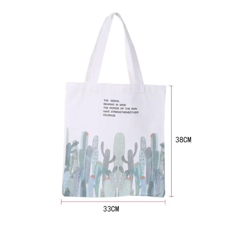 Cactus Canvas Tote Bag Shoulder Bag Reusable Shopping Bag Handbags