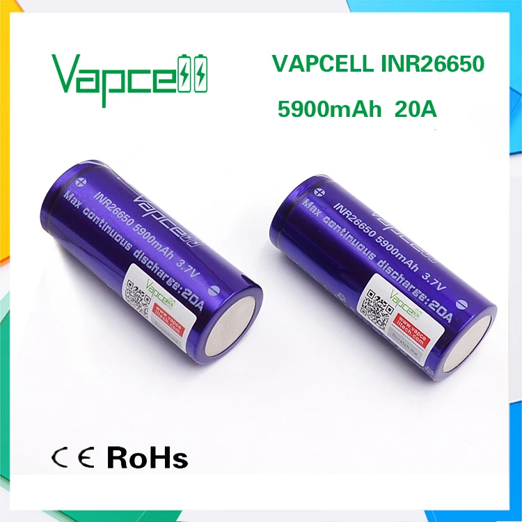 2 шт. VAPCELL INR26650 5900 мАч 20A аккумуляторная батарея INR 26650 большой емкости vape cell E-CIG IMR vs