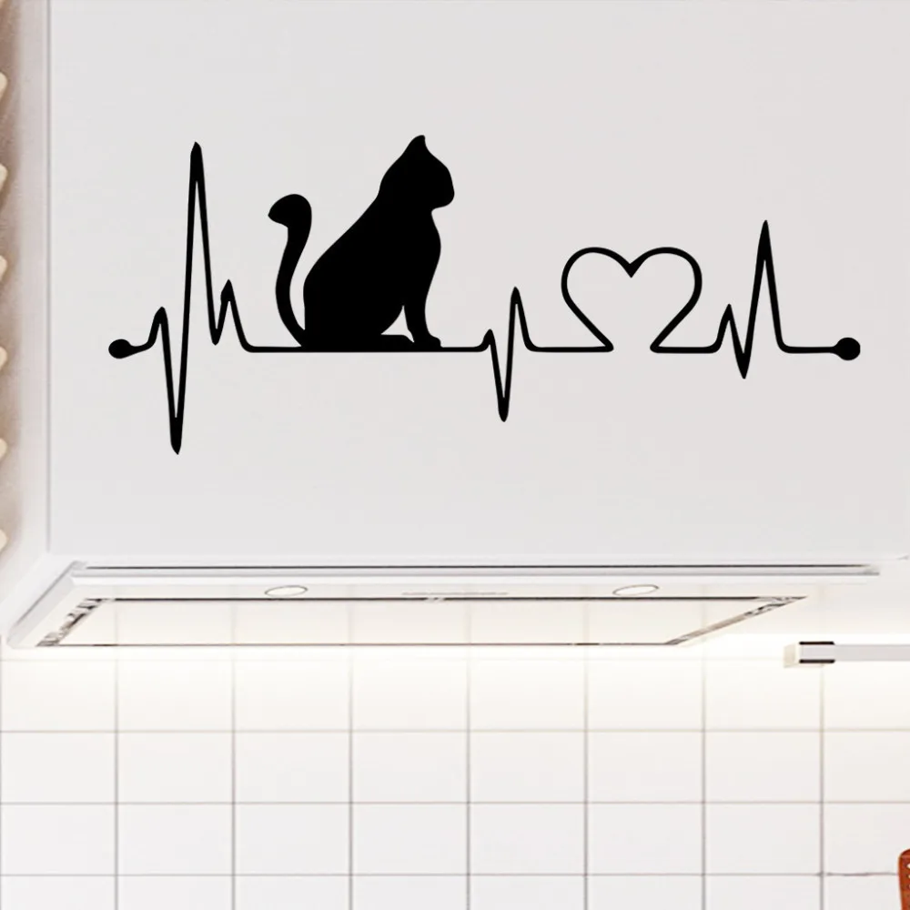 28*12 см Pet Cat наклейка линия сердцебиения виниловая креативные наклейки для кошек