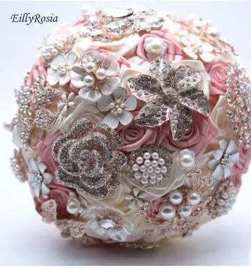 Букет невесты Rhinestone Ювелирные изделия Румяна розовая брошь букет Свадебный букет Ramos de Novia искусственные цветы - Цвет: color 4