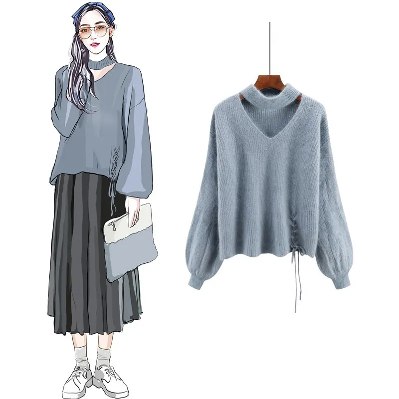 Женский трикотажный свитер в стиле Харадзюку Однотонный преппи топы девушки