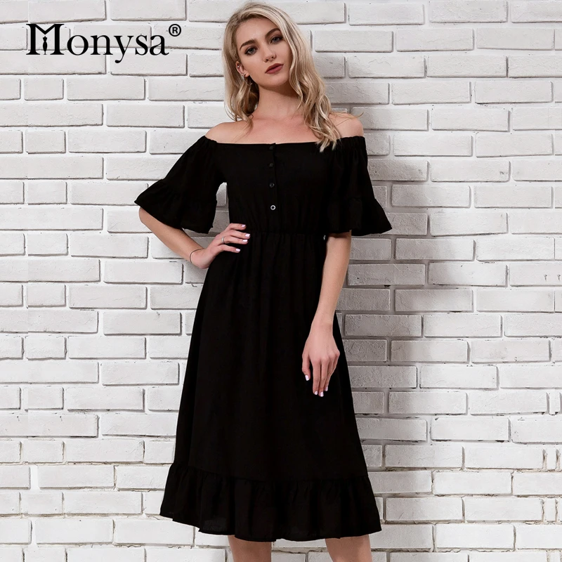 Повседневное Платье черного цвета Для женщин Лето 2018 Новые поступления с