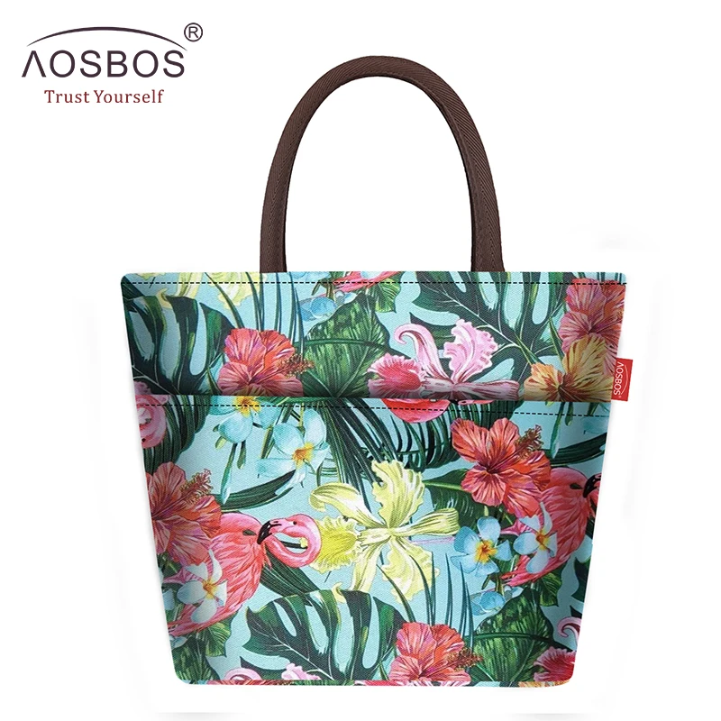 Flamingo Aosbos, термосумки-тоут, сумки для обеда для женщин, детей, девочек, изолированные, большая емкость, сумка для еды, портативный кулер для пикника, Ланч-бокс - Цвет: Flamingo
