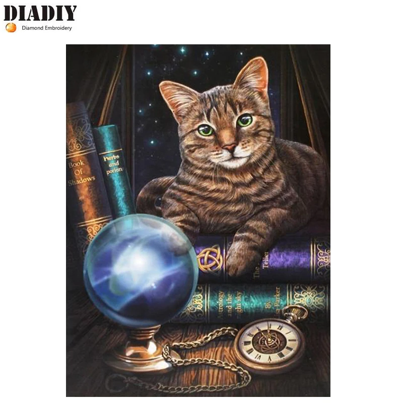 DIADIY 5d diy Алмазная Вышивка крестом книги и кот алмазная живопись Изображение