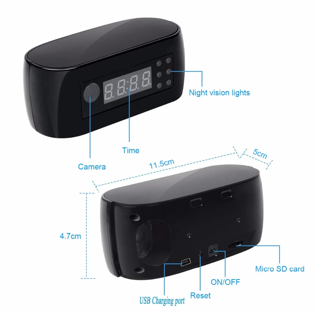 HD 1080P Wifi камера с дисплеем времени электронные часы DV видеокамера P2P Обнаружение