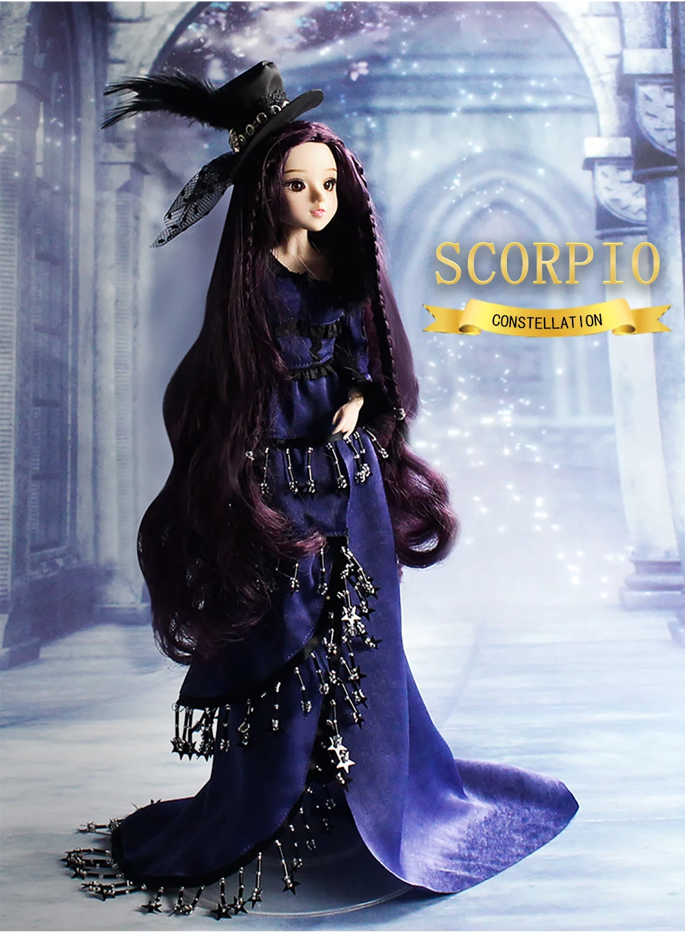 MMGirl 12 Созвездие Скорпион как BJD Blyth кукла 1/6 30 см темно фиолетовый платье шляпа фантазия костюм игрушка подарок