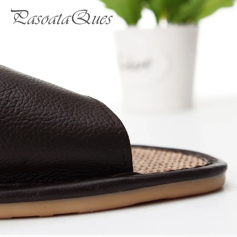 Мужская и женская обувь из натуральной кожи летние домашние дышащие тапочки с