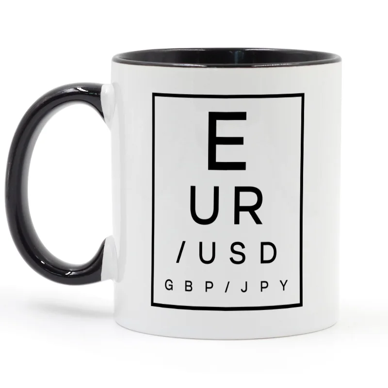 Forex глаз экзамен диаграммы Кофе кружка Керамика чашки Цвет ручка Цвет внутри Подарки 11 унц. GA1214