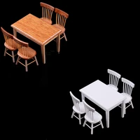 5pcset 112 doll house kitchen food furniture toys dollhouse scale miniature wooden dining chair table furniture set 2color