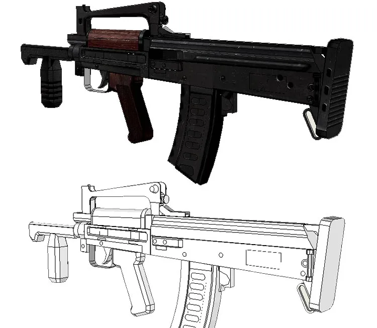 1: 1 курица джедай выживания Гроссо submachine пистолет 3D Бумага игрушечное оружие головоломки бумажные ремесло игрушка ручной работы