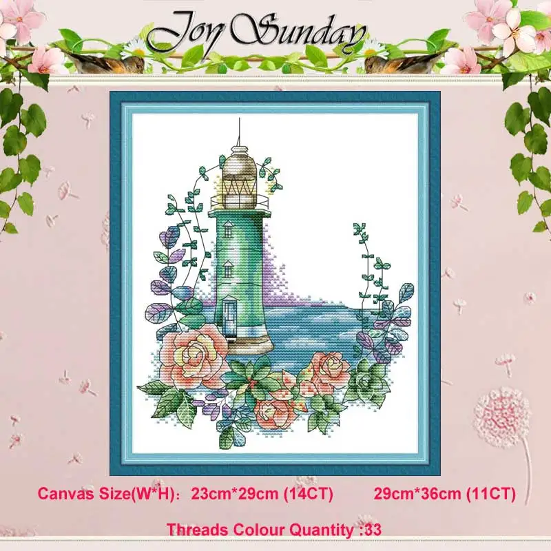 Poppy rose Blue Маяк пейзаж Счетный 11CT 14CT Набор для вышивания крестиком DIY DMC Набор для вышивания крестиком вышивка рукоделие домашний декор - Цвет: Rose lighthouse