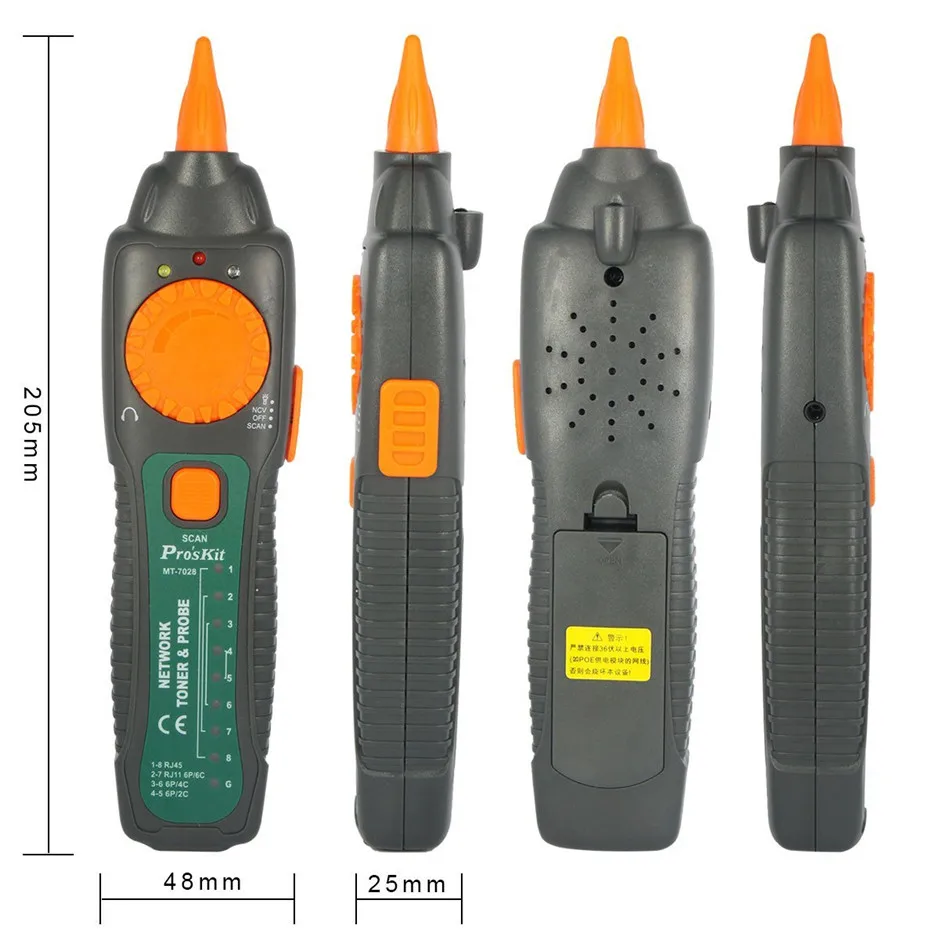 Pro'sKit MT 7028 сетевой Тонер зонд в комплекте аудио и видеокабель|Детали