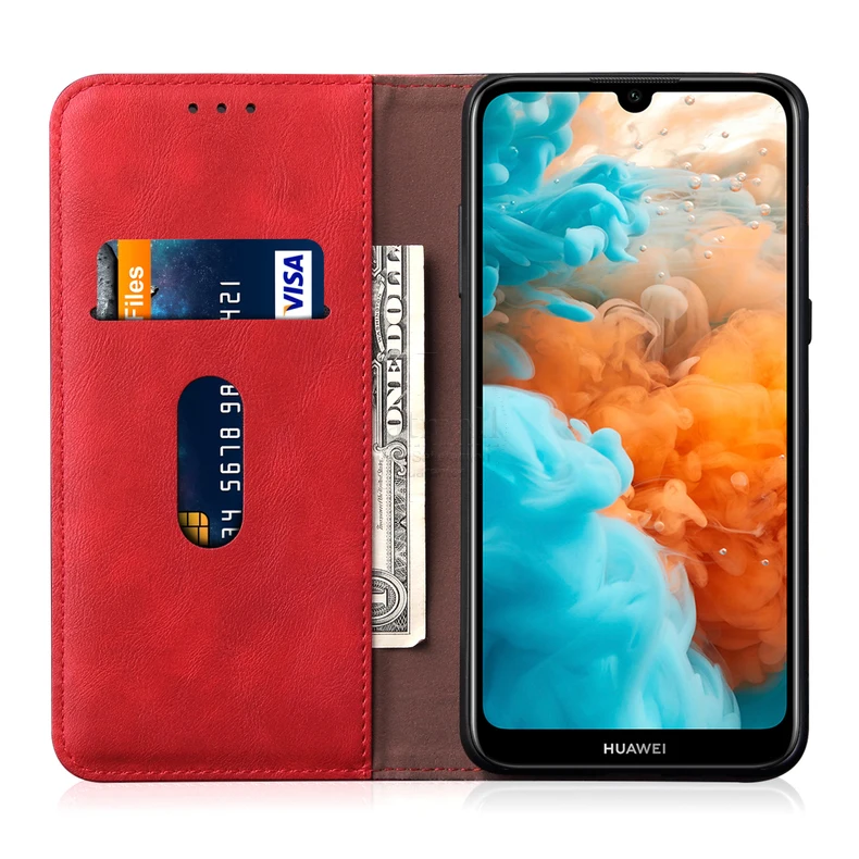 Роскошный тонкий кожаный флип-чехол в стиле ретро для huawei Y6 Prime/Honor 8A Чехол-кошелек с подставкой для карт Магнитный чехол-книжка чехол для телефона s
