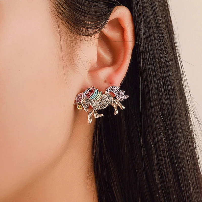 

ONEVAN Jewelry new full of unicorn earrings unique color unique earrings cross-border supply free shipping