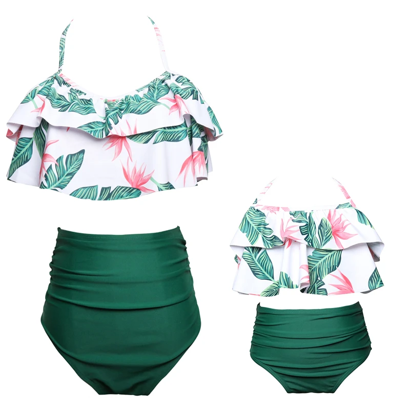 

Mother Daughter Swimsuit Family Matching Clothes Outfits Mommy And Me Bikini Mom Baby Girl Swimwear High Waist Bikini Set