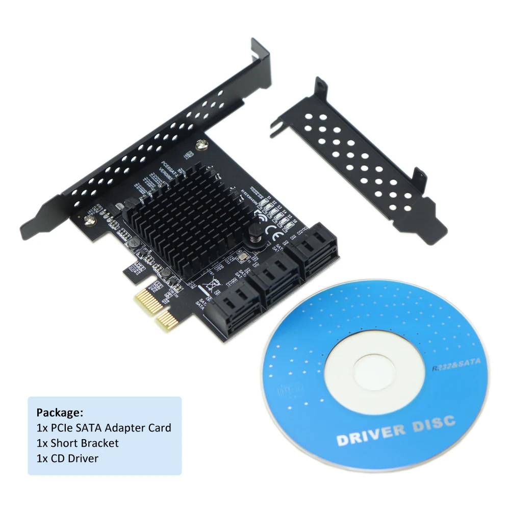 6-Порты и разъёмы PCIe 2,0x1 SATA III адаптер карты Marvell Чипсет Non-Raid для IPFS жесткого диска добычи полезных ископаемых и добавления SATA 3,0 устройств