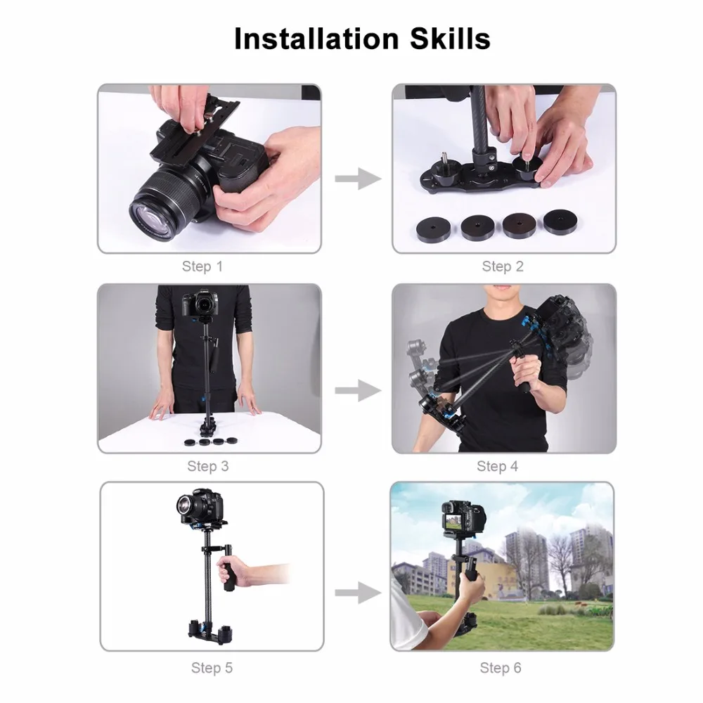 Ручной Стабилизатор PULUZ из углеродного волокна для Nikon Canon Sony DSLR Steadicam