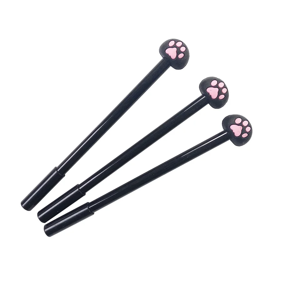 Black Paw 1 шт./лот, Kawaii, черная, белая кошка, пластиковая гелевая ручка, ручки для девочек, подарки, поставка, уникальные Канцтовары, Снова в школу и вечерние сувениры - Цвет: Black Paw